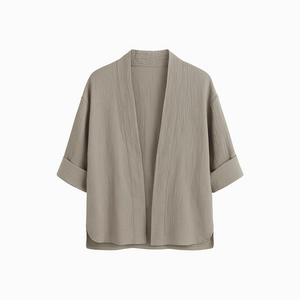 Wilfred Gray Cape with Draped Shawl Collar and Open Front